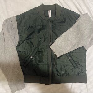 Anthropologie Green and Gray Bomber Jacket